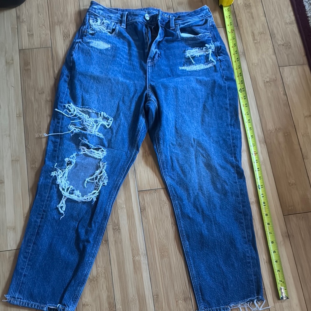 American Eagle Outfitters Blue Distressed Ankle Jeans